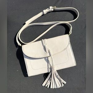 Free People Francesca Envelope style clutch Crossbody cream brass hardware
